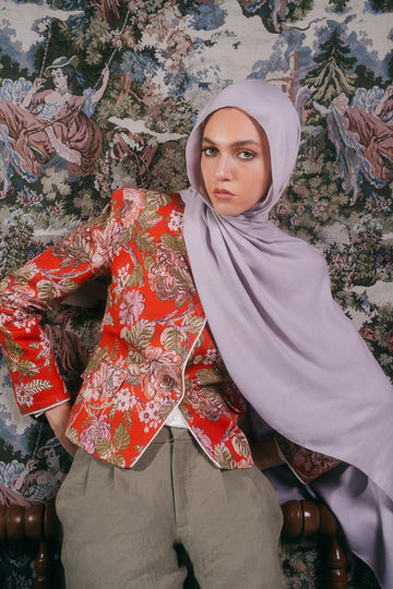 EMMA Lavender Haze Elegance hijab — muted dusty lavender on soft modal