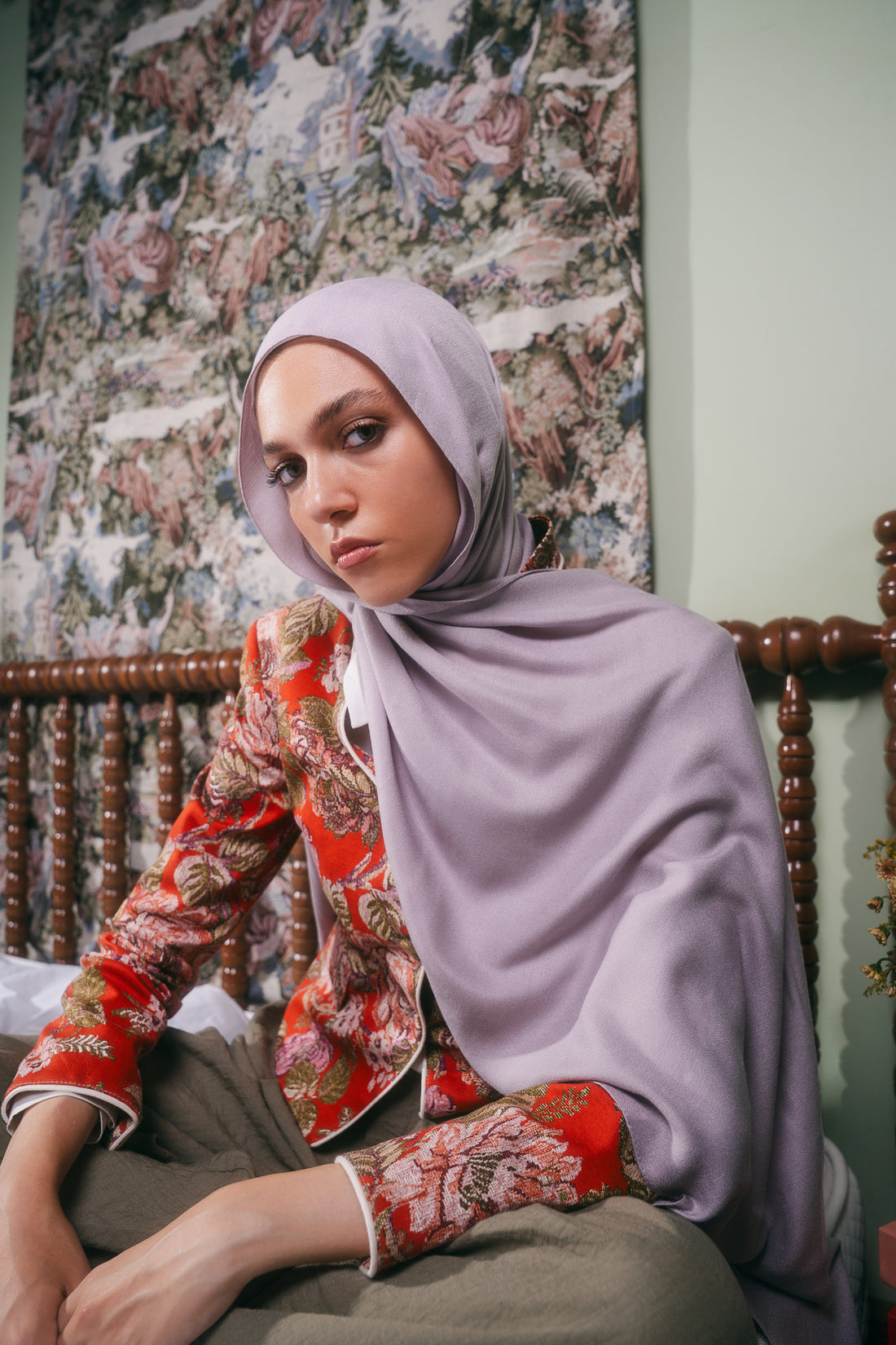 EMMA Lavender Haze Elegance hijab — muted dusty lavender on soft modal