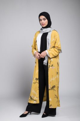 Full body shot of HIJABI model in EMMA Scarf Midnight sugar