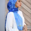 Hijabi model wearing EMMA scarf Starry Night inspired by Van gogh