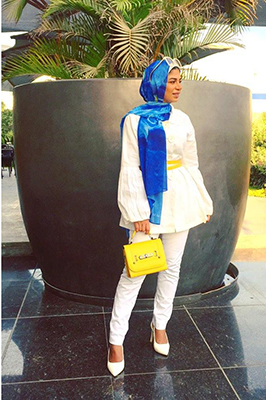 EMMA customer wearing her Starry Night hijab