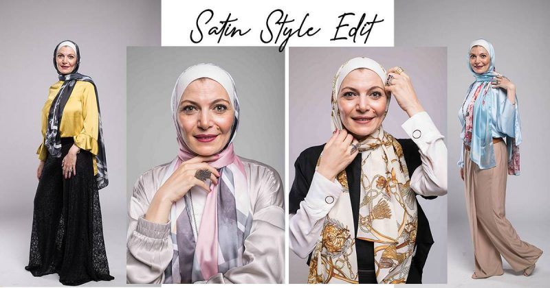 The cover of EMMA Style Edit, Heba elsayed in different EMMA Scarfs