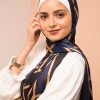 Durria's Sapphire by EMMA. Navy & gold satin hijab.