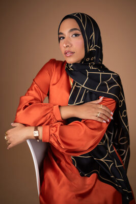 Into The Night by EMMA. Black & gold hijab.