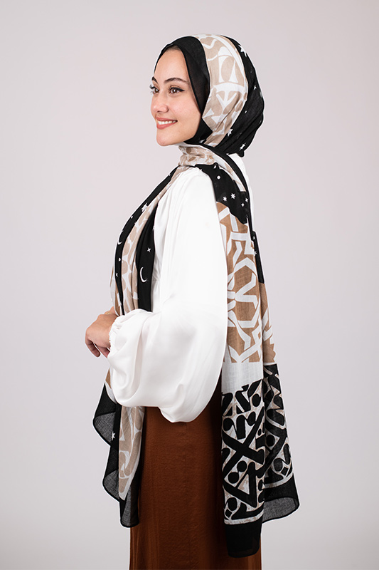 Black and Beige Hijab