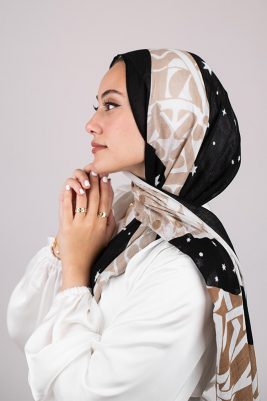 Layal Modal by EMMA. Black and Beige Hijab
