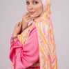 Happy Vibes by EMMA. Light Orange Hijab with pink