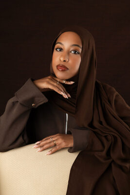 Female in a Dark Chocolate Elegance Hijab , Modal Scarf